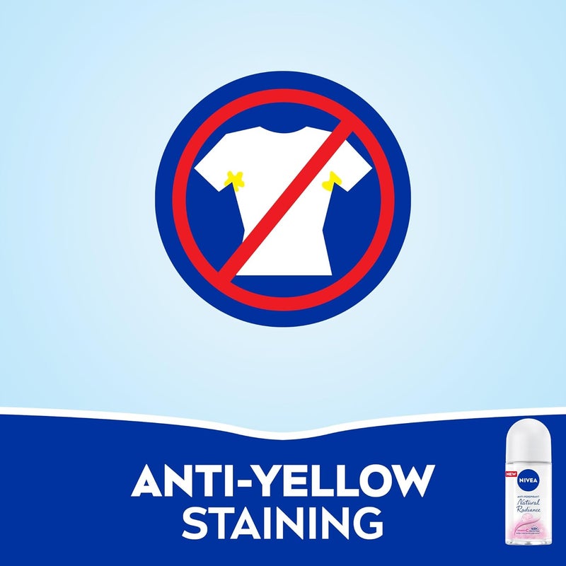 Nivea رول-أون مضاد للتعرق من نيفيا للنساء، حماية لمدة 48 ساعة، إشراقة طبيعية، عبوة من 3 (3x50 مل) - Image 4